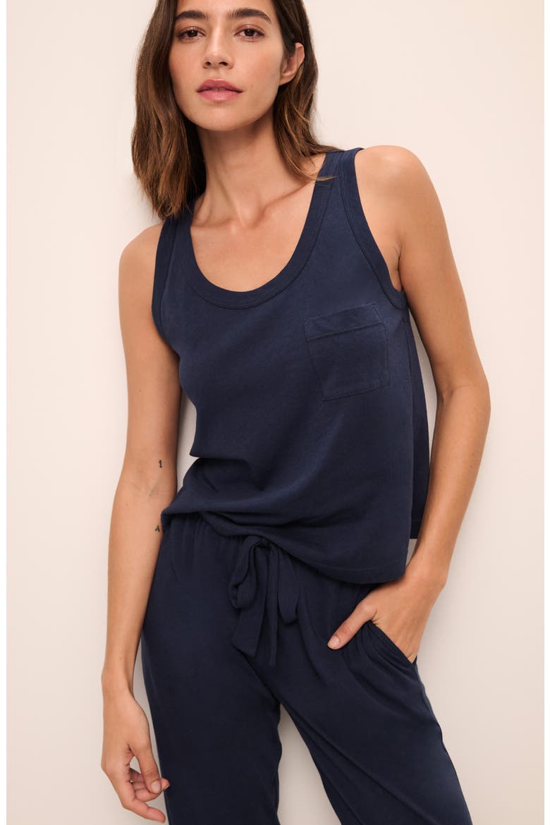 Solid Pajama Tank Top, Alternate, color, NAVY