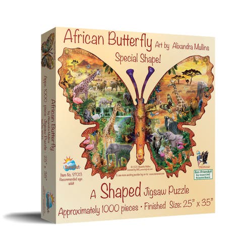 African Butterfly 1000 piece Jigsaw Puzzle for Adults Special Shape