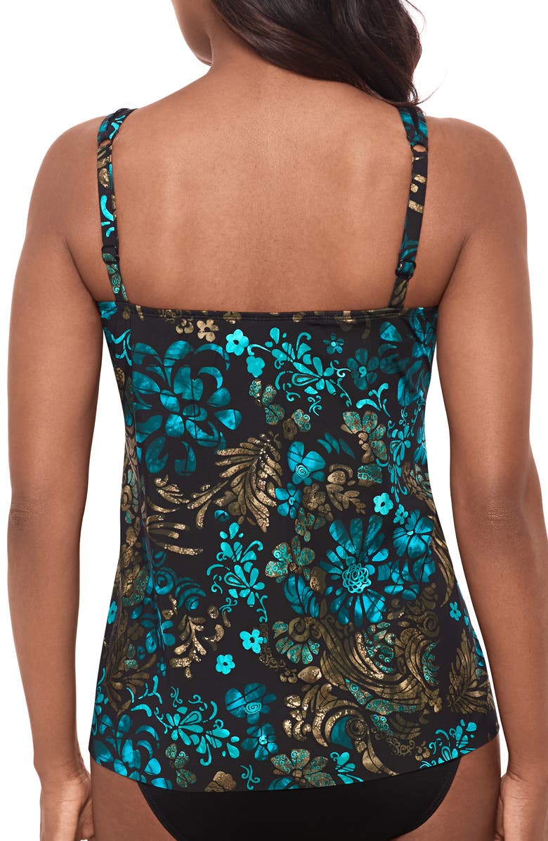 Miraclesuit<sup>®</sup> Flor De Mare Mirage Tankini Top, Alternate, color, Black/ Multi