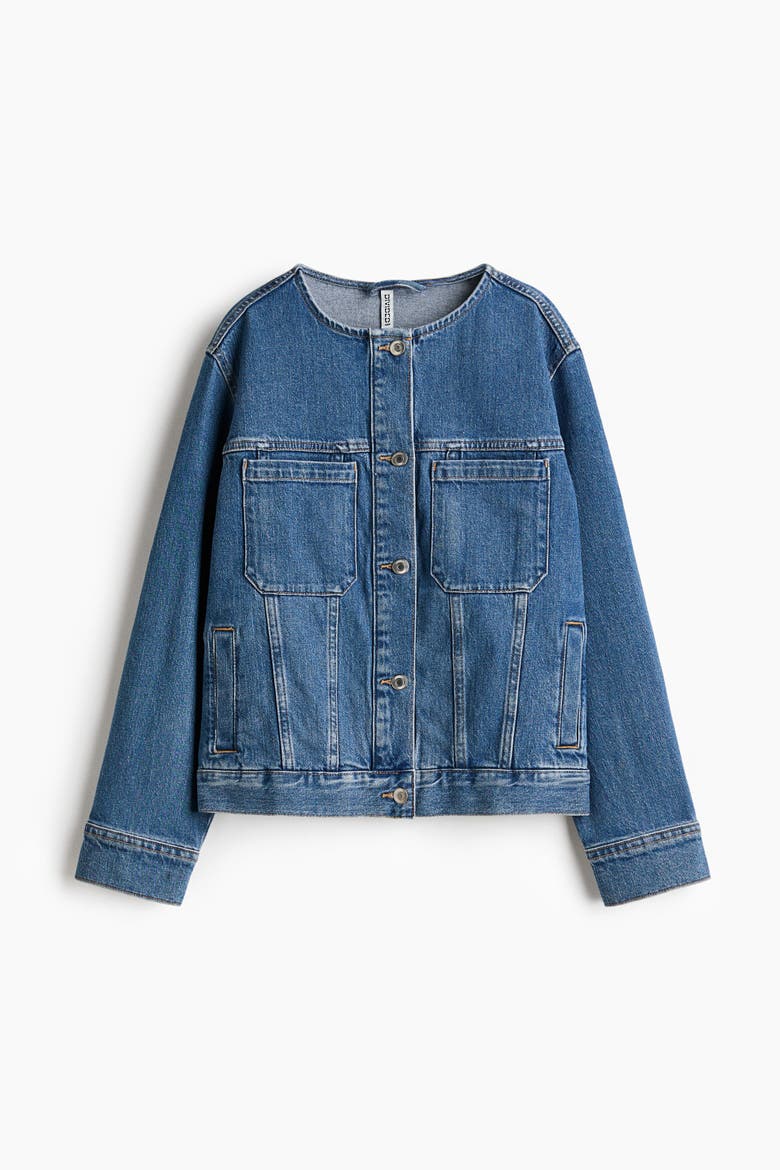 Collarless Trucker Jacket, Alternate, color, Denim blue