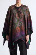 Etro Ombré Paisley Swirl Reversible Wool Blend Cape