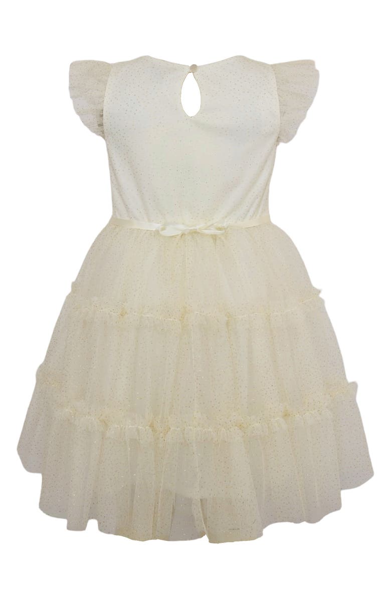 Zunie Kids' Glitter Tiered Skirt Dress, Alternate, color, Ivory