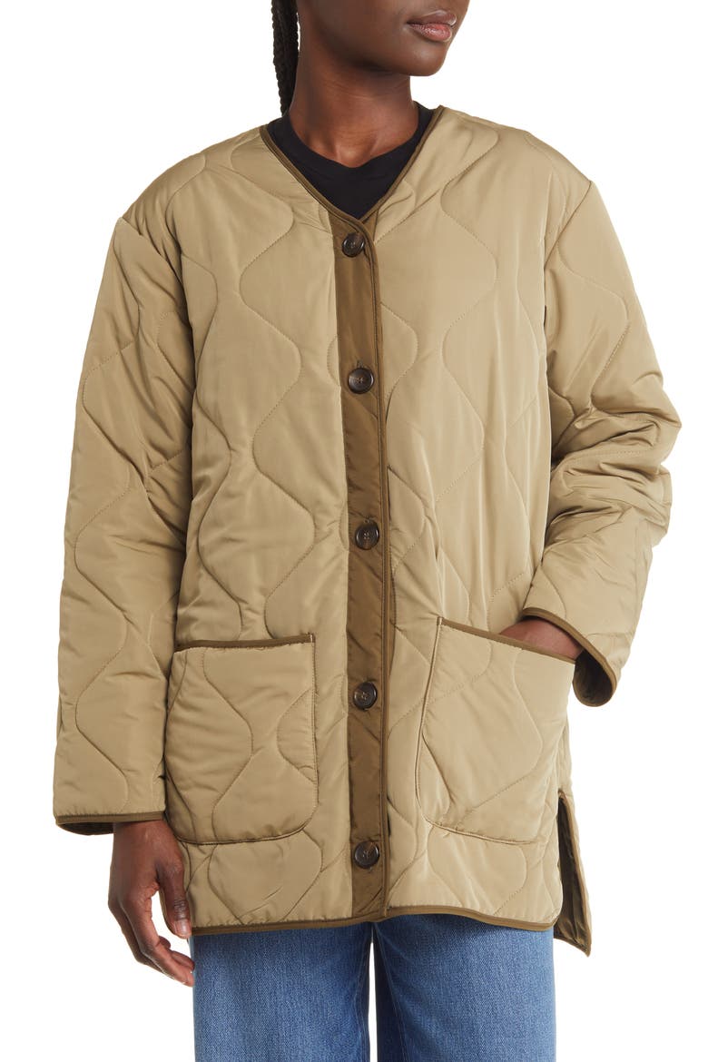 Elin Oversize Quilted Jacket, Alternate, color, SAGE