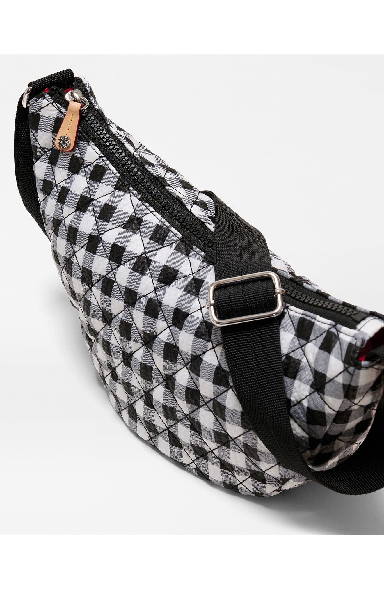 Small Metro Smile Shoulder Bag, Alternate, color, BLACK/ WHITE GINGHAM