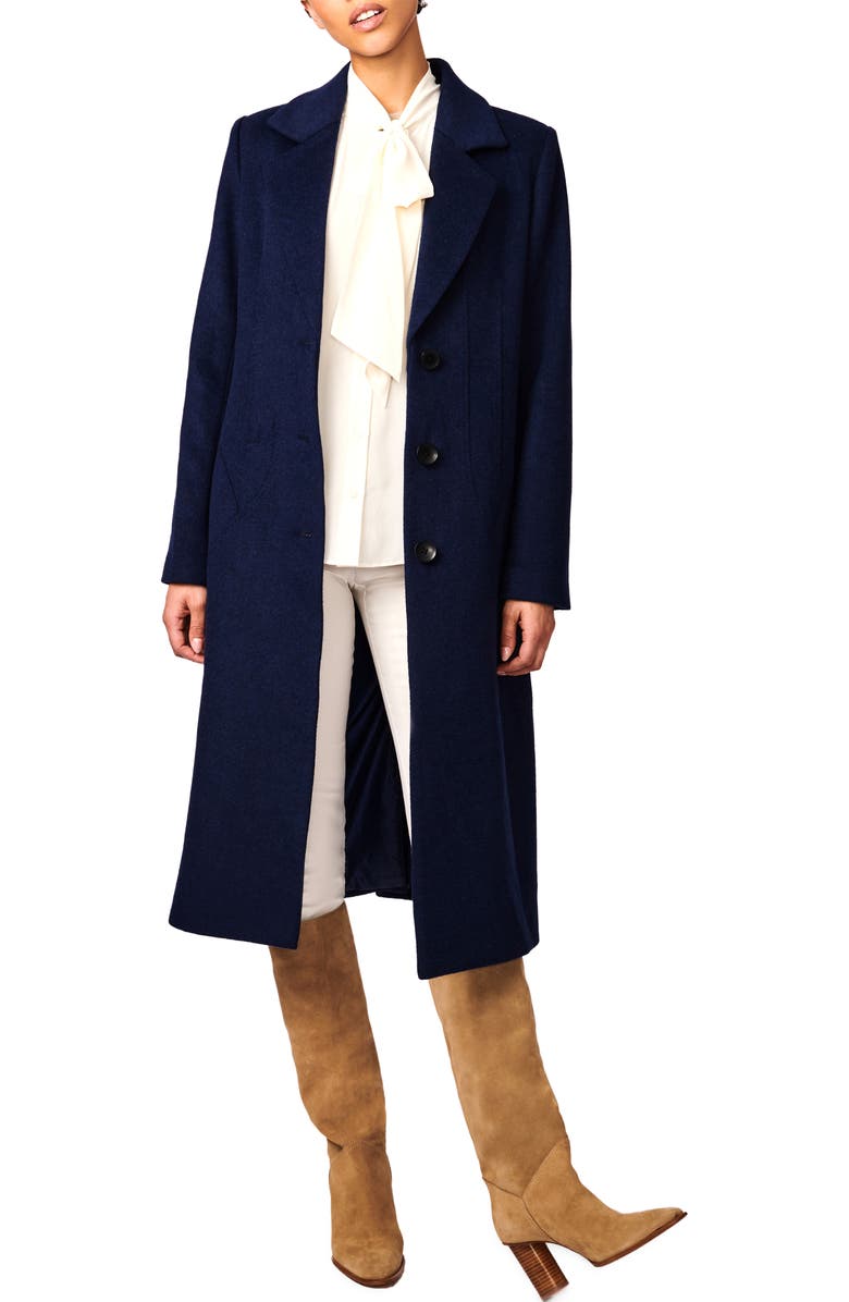 Bernardo Tailored Longline Coat, Alternate, color, Sapphire