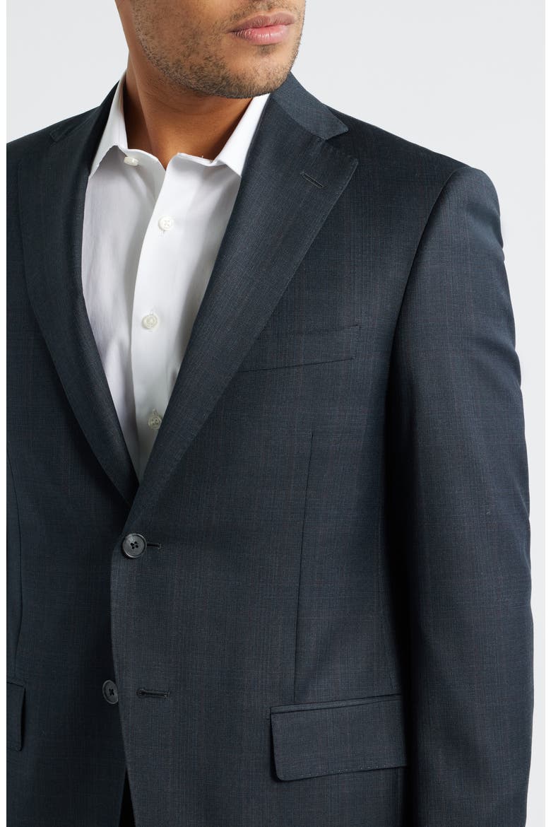 Milano Regular Fit Charcoal Grey Plaid Super 130s Wool Twill Suit, Alternate, color, CHARCOAL