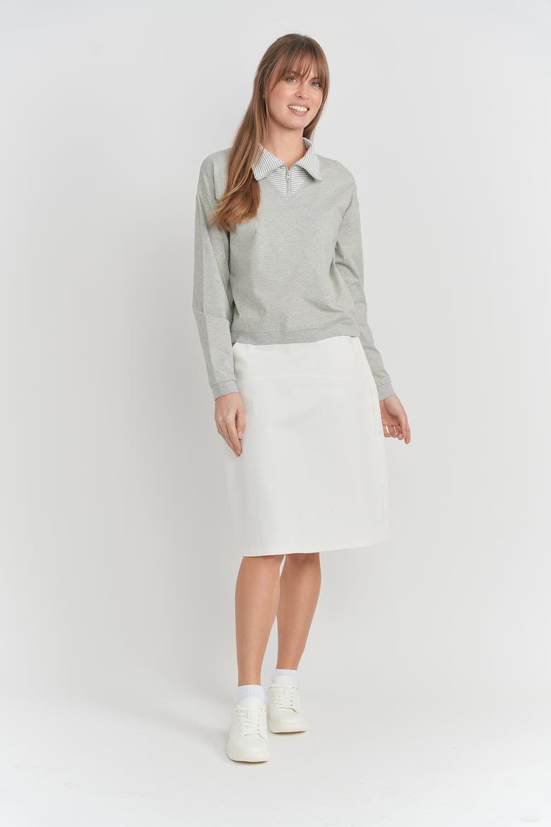 Striped Collar Half Zip Cotton Spandex Sweater, Alternate, color, Grey Mix