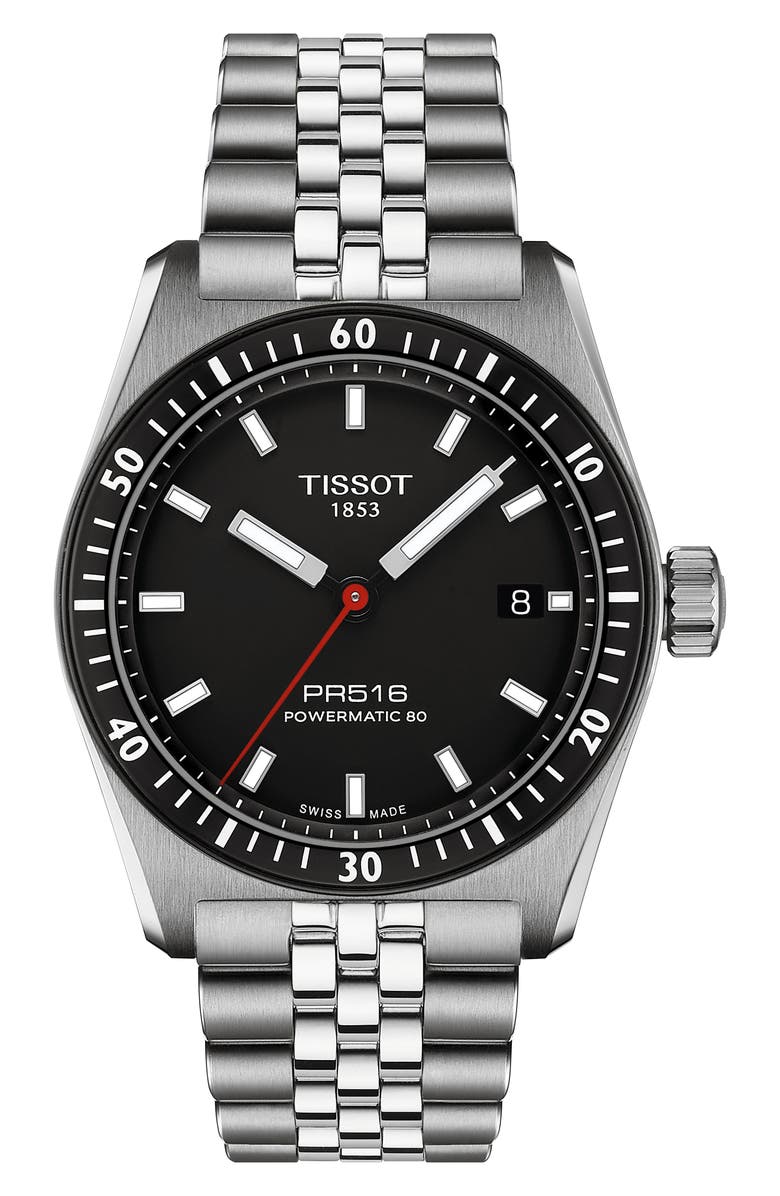 Tissot PR516 Powermatic 80 Automatic Bracelet Watch, 38mm, Main, color, Black