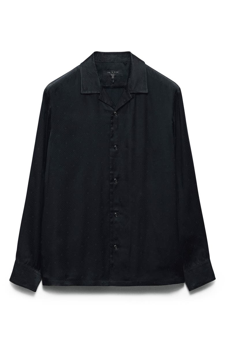 rag & bone Avery Geo Jacquard Satin Button-Up Shirt, Alternate, color, Black Geo