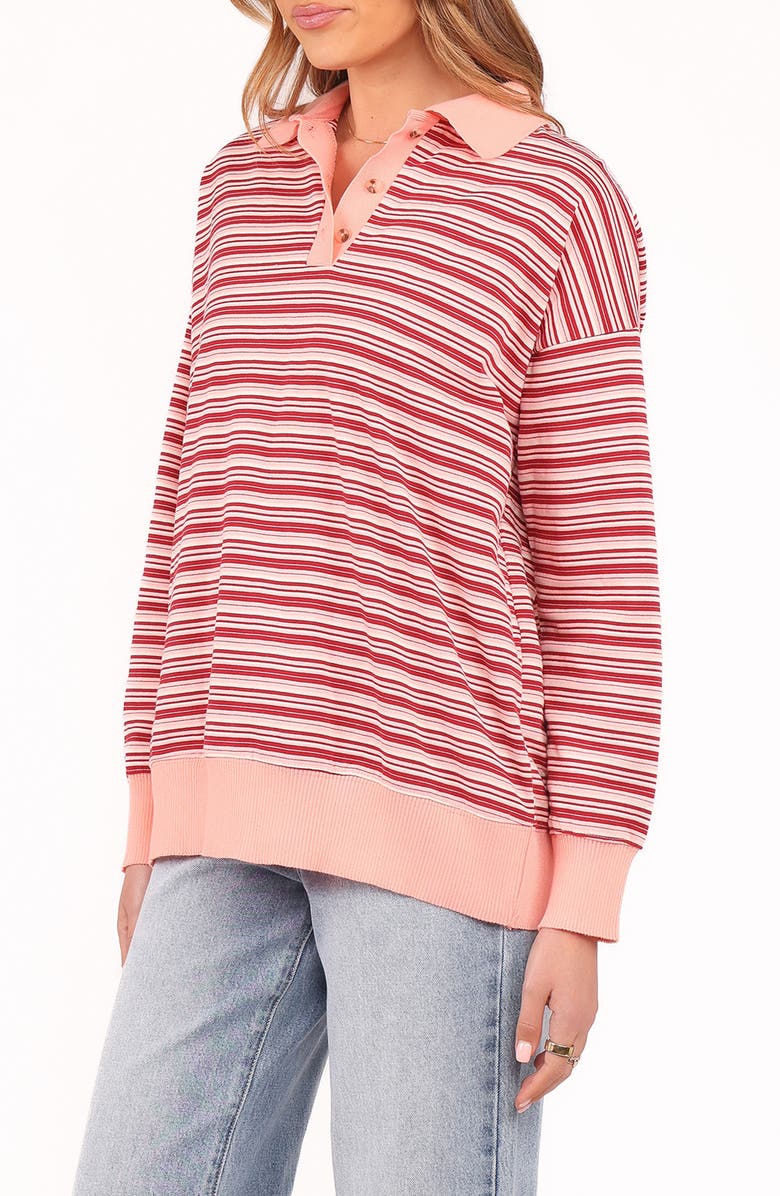 Petal & Pup Beau Stripe Long Sleeve Polo, Alternate, color, Pink Stripe