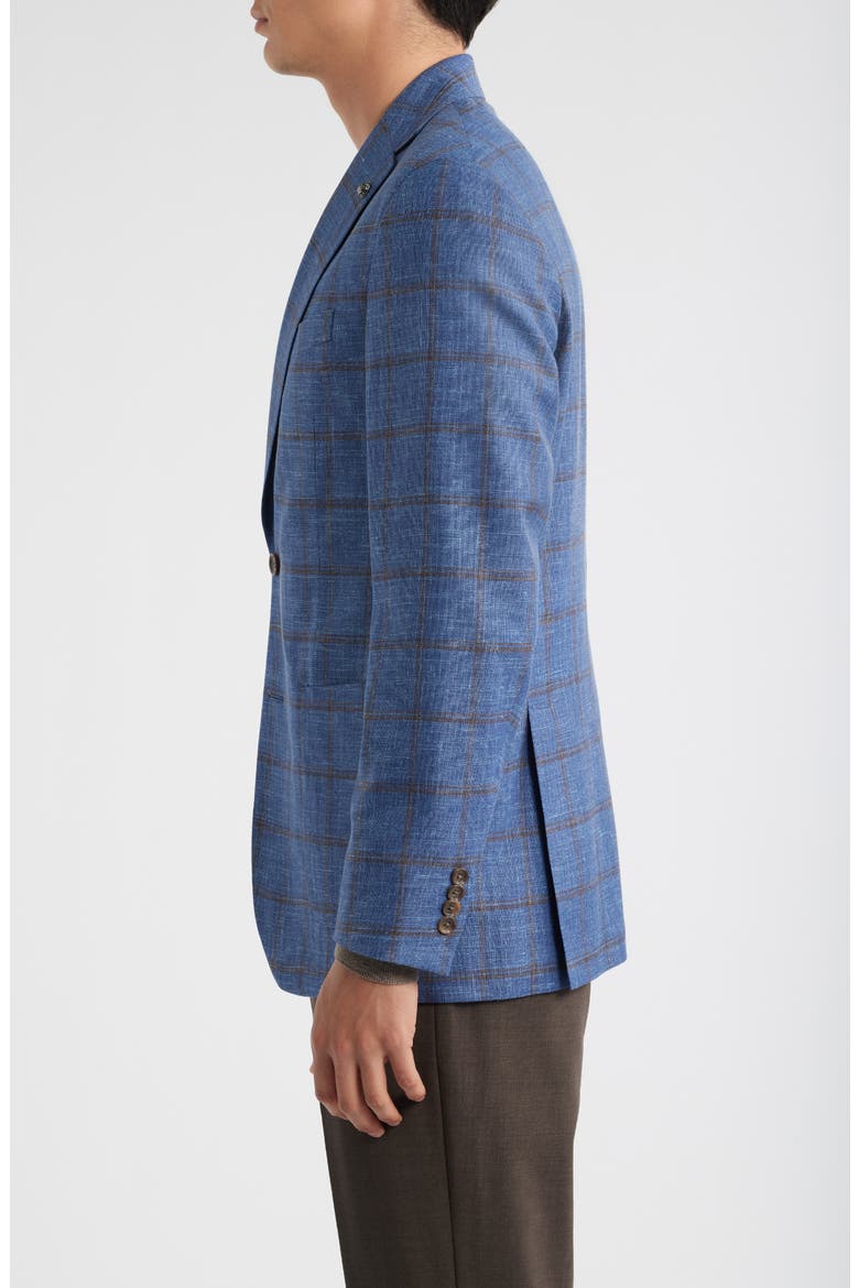 Hampton Blue Deco Plaid Wool & Silk Blend Sport Coat, Alternate, color, BLUE
