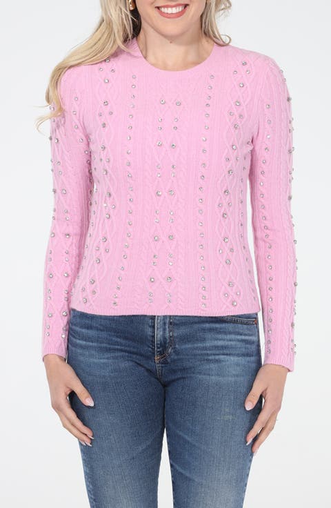 Beaded Embellished Cable Stitch Sweater