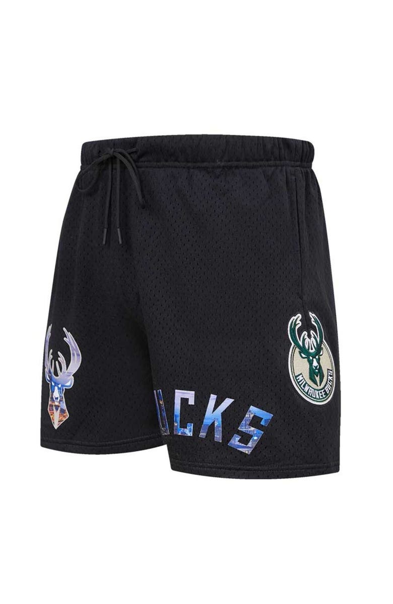 PRO STANDARD Men's Pro Standard Black Milwaukee Bucks City Scape Mesh Shorts, Alternate, color, Black