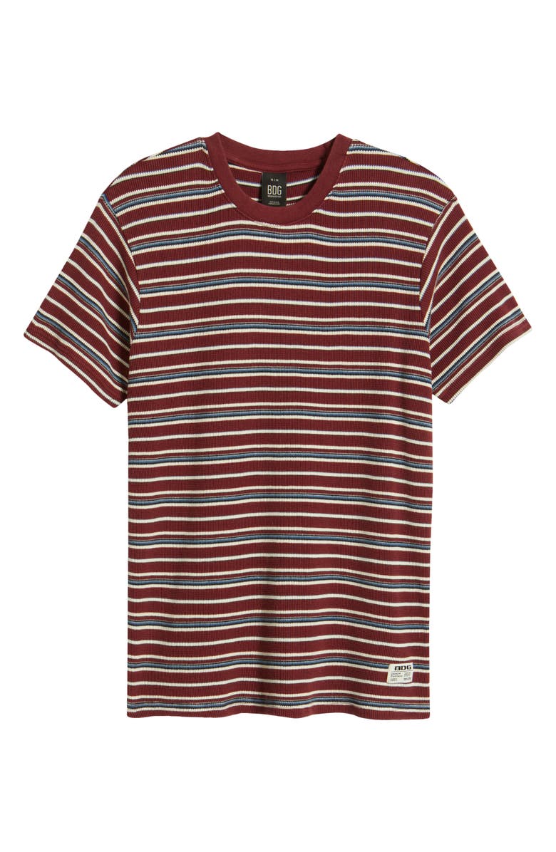 BDG Urban Outfitters Stripe Waffle T-Shirt, Alternate, color, Burgundy