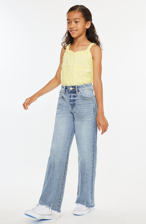 Kancan Glen High Rise Wide Leg Flare Jeans In Multi