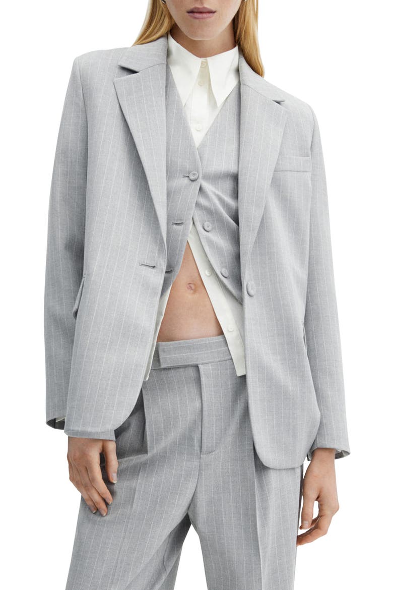 Pinstripe Jacket, Main, color, MEDIUM HEATHER GREY