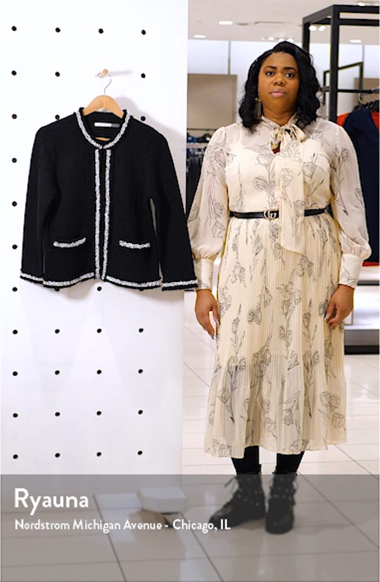 Georgia Imitation Pearl Detail Cotton Blend Sweater Jacket, sales video thumbnail