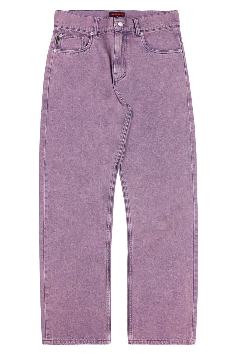 Acid Wash Straight Leg Jeans, Alternate, color, PURPLE