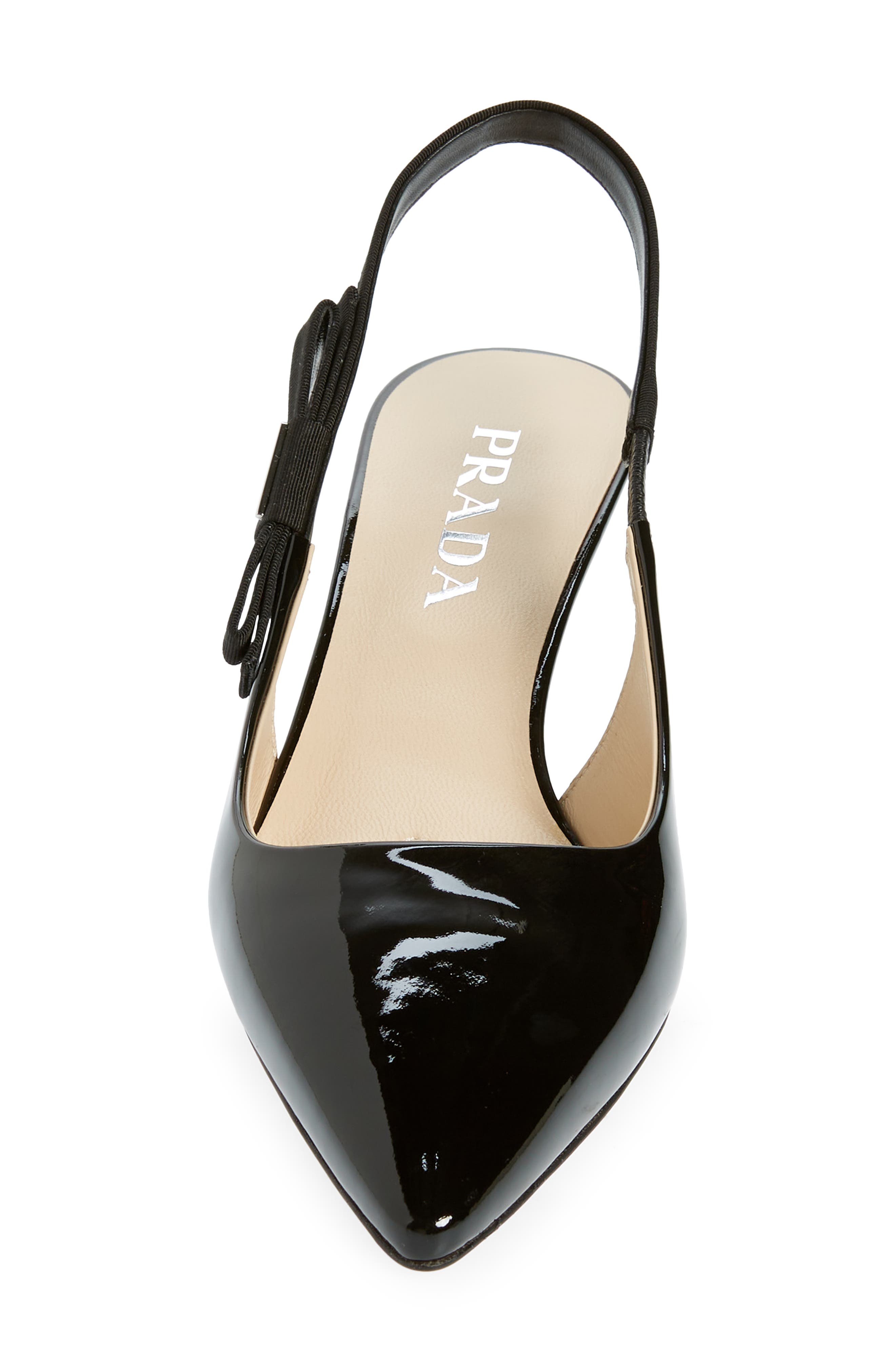 Prada Logo Patent Slingback Pump, Alternate, color, 
