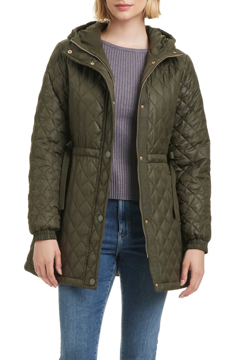Kate Spade New York water resistant diamond quilted jacket, Alternate, color, New Dark Olive
