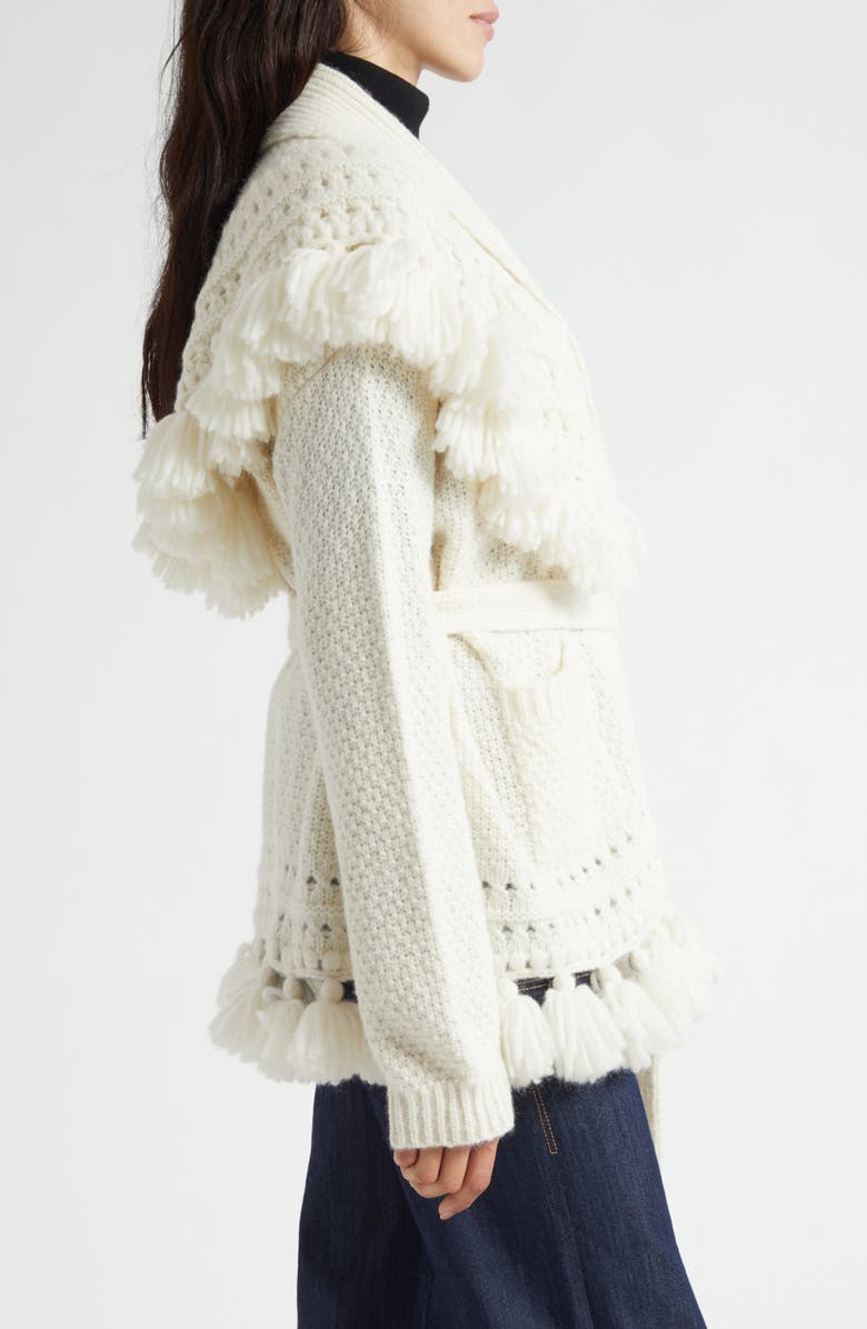 Cinq à Sept Asmi Belted Cardigan, Alternate, color, Ivory