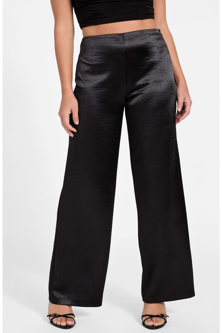 Julie High Waist Satin Pants, Main, color, BLACK-BLACK