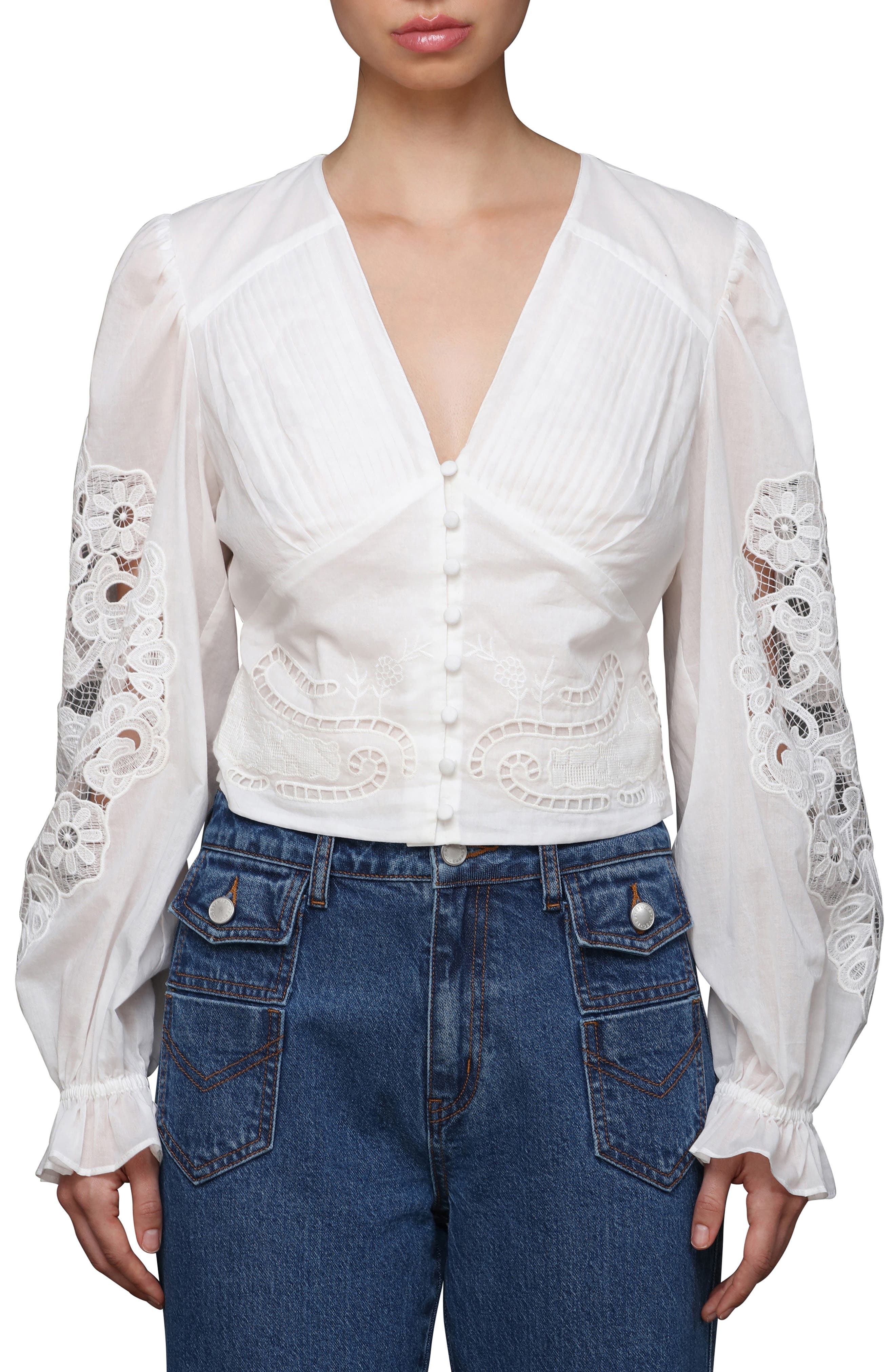 Avec Les Filles Pintuck Lace Shirt
