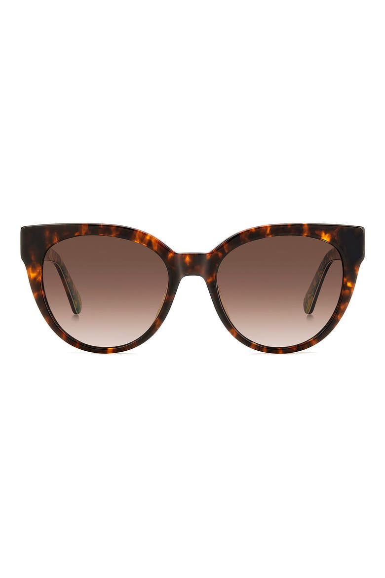 Javana 54mm Polarized Round Cat Eye Sunglasses, Main, color, HAVANA