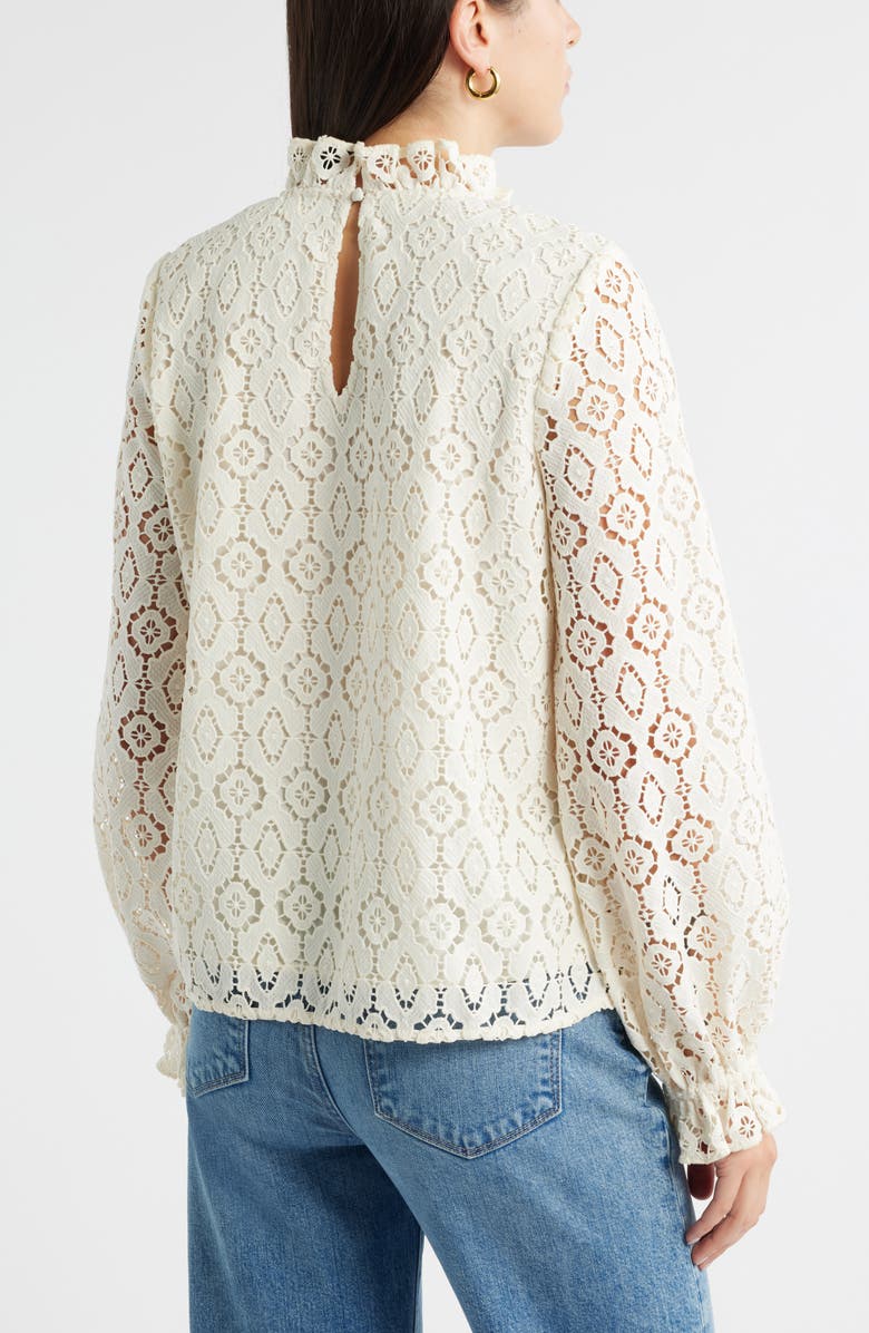 Caslon<sup>®</sup> Ruffle Lace Top, Alternate, color, Ivory Pristine