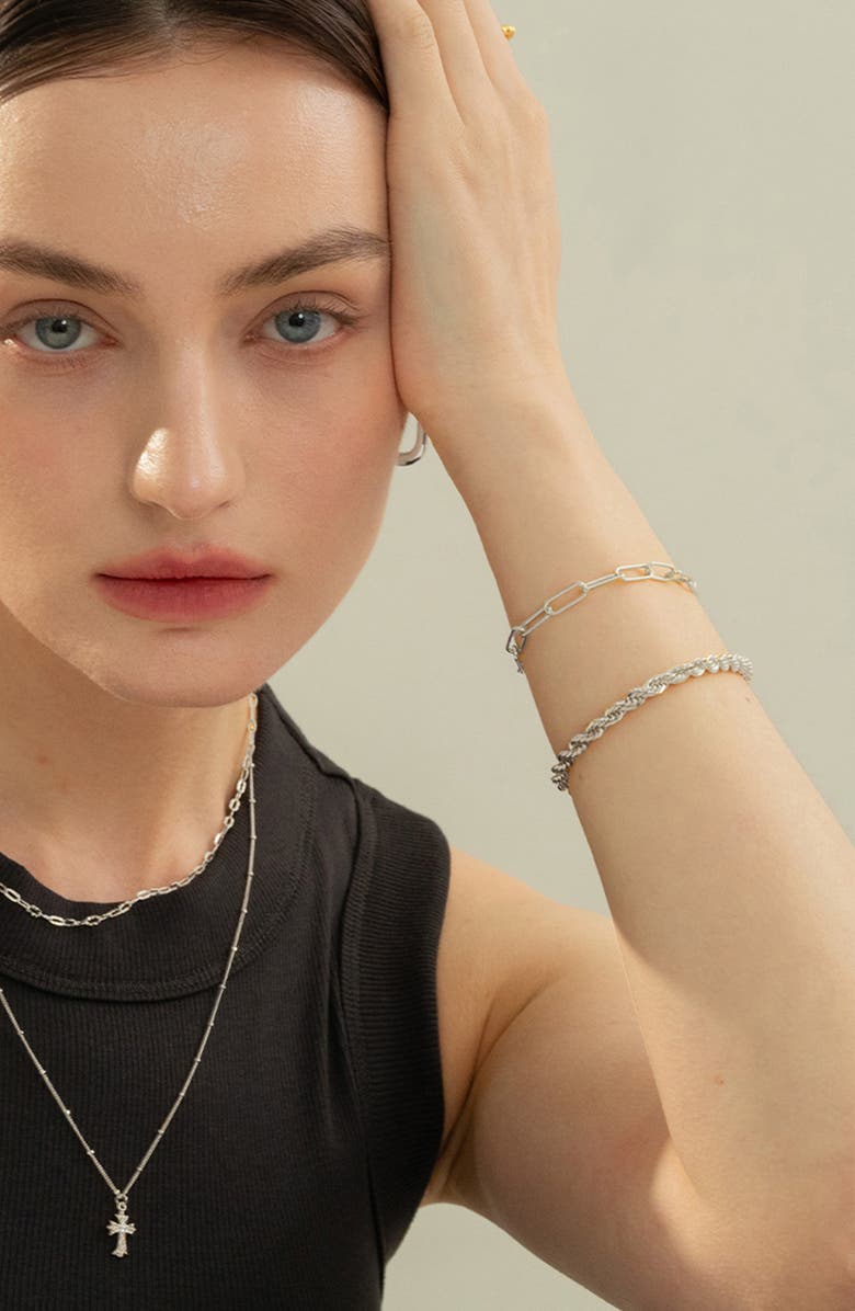 Bearfruit Jewelry Sterling Silver 18k Gold Plated Amelia Chain Statement Bracelet, Alternate, color, Silver