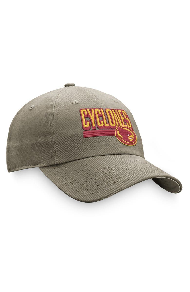 TOP OF THE WORLD Men's Top of the World Khaki Iowa State Cyclones Slice Adjustable Hat, Alternate, color, Khaki