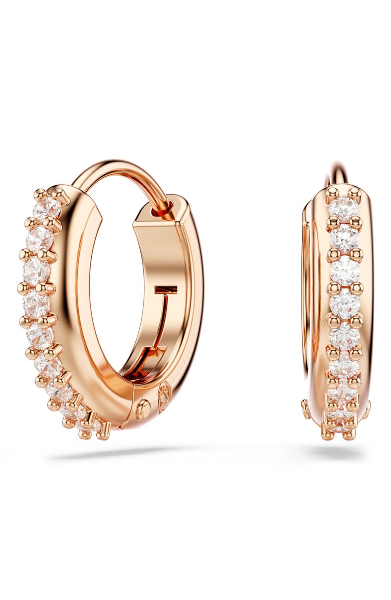 Swarovski Matrix Mini Hoop Earrings, Main, color, Rose Gold