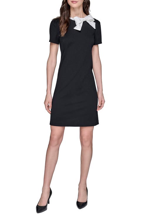 Bow Accent Scuba Crepe Sheath Dress