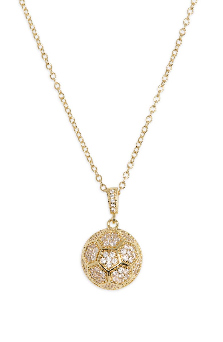 Leith Pavé CZ Soccer Ball Pendant Necklace, Alternate, color, Clear- Gold