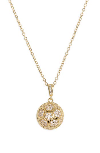 Leith Pavé Cz Soccer Ball Pendant Necklace In Gold