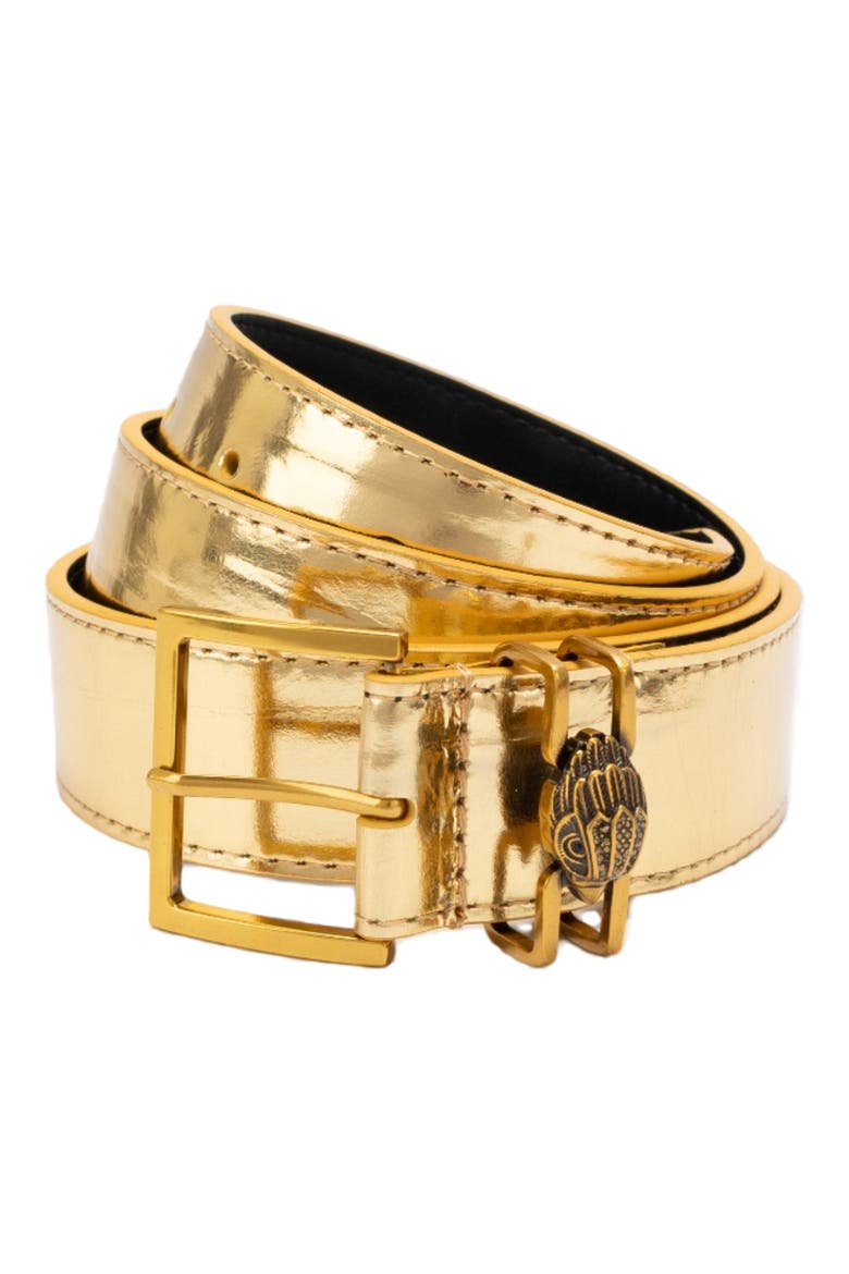Shoreditch Metallic Leather Belt, Main, color, GOLD