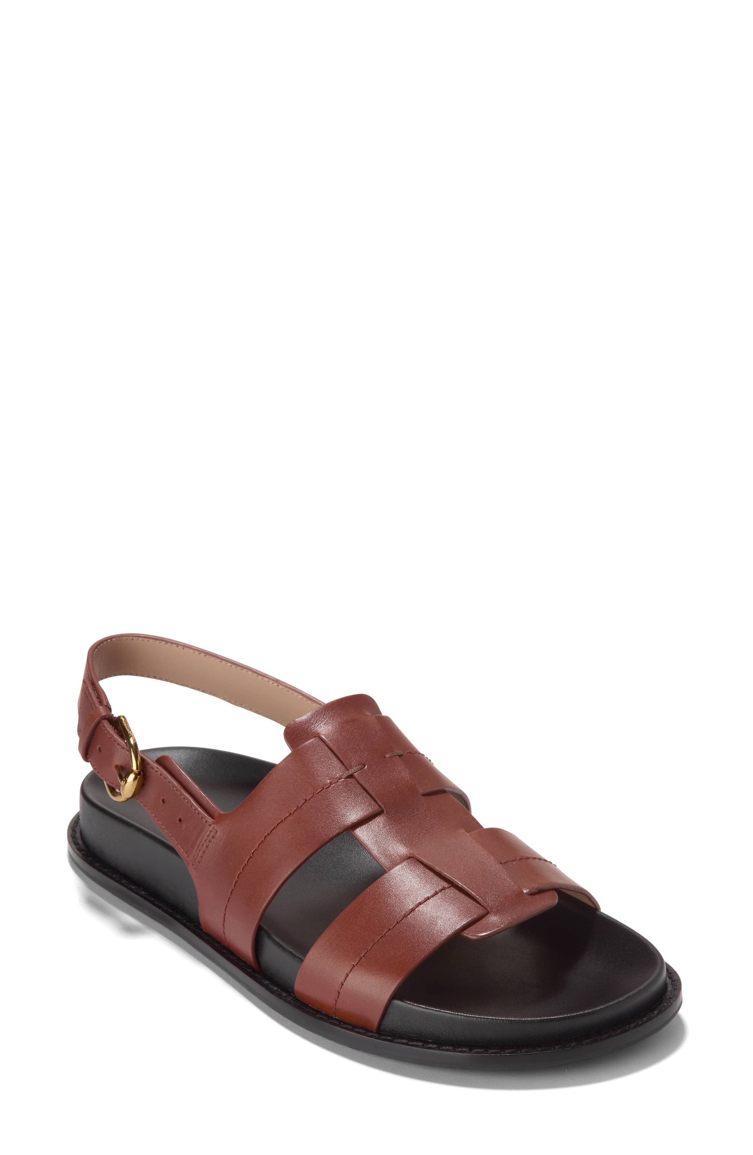 Marlee Slingback Fisherman Sandal, Main, color, DARK CUOIO LEATHER