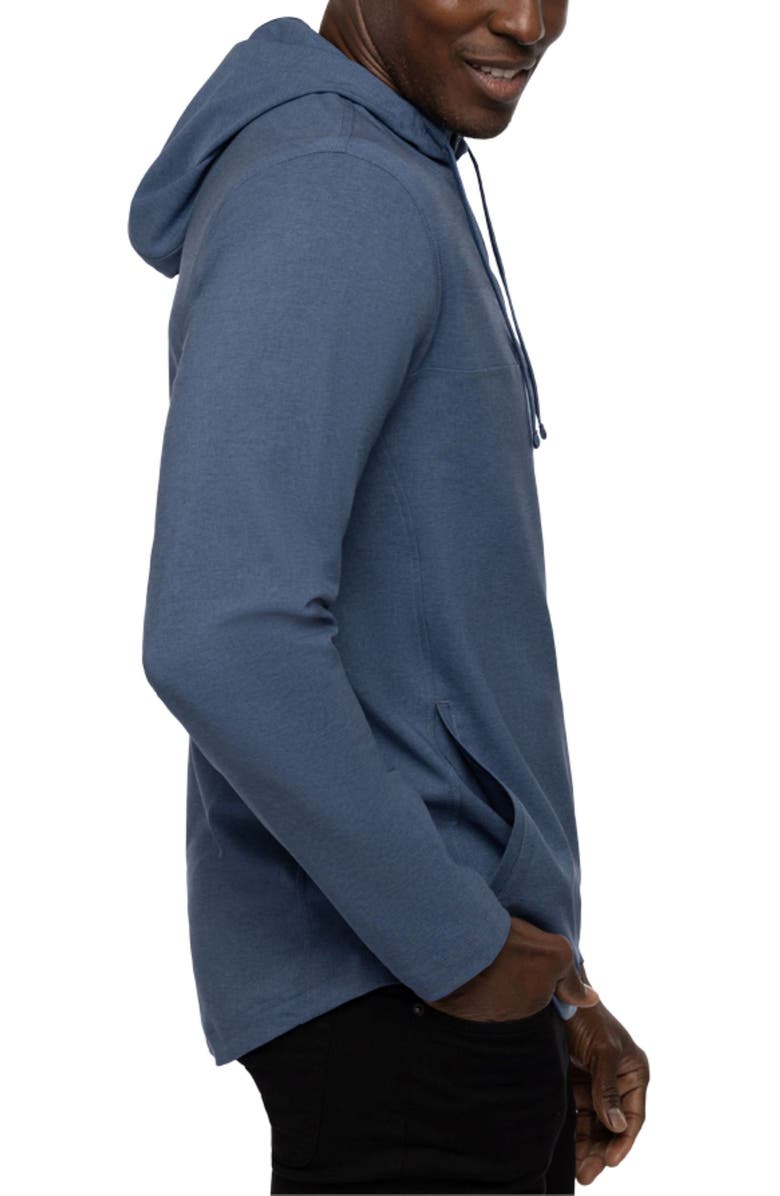 TravisMathew Sip & Savor Logo Patch Half Zip Hoodie, Alternate, color, Heather Peacoat