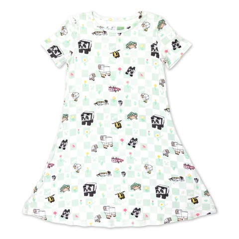 Kids' Minecraft Sleep Repeat Short Sleeve Dress (Toddler, Little Kid & Big Kid)