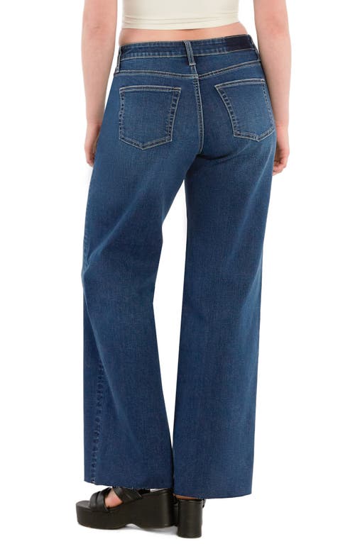 Hint Of Blu Raw Hem Wide Leg Jeans In Blue