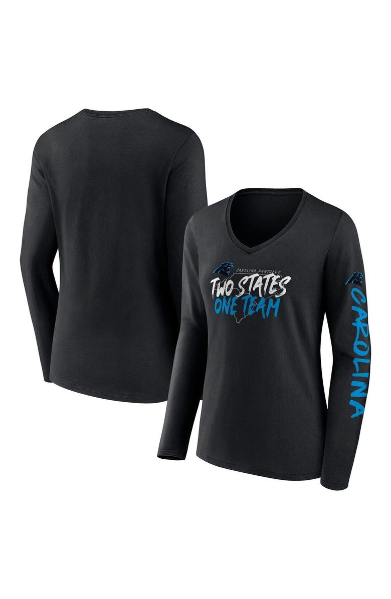FANATICS Women's Fanatics Branded Black Carolina Panthers Hometown Sweep Long Sleeve V-Neck T-Shirt, Main, color, Black