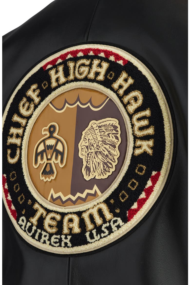 Chief High Hawk Leather Varsity Jacket, Alternate, color, BLACK