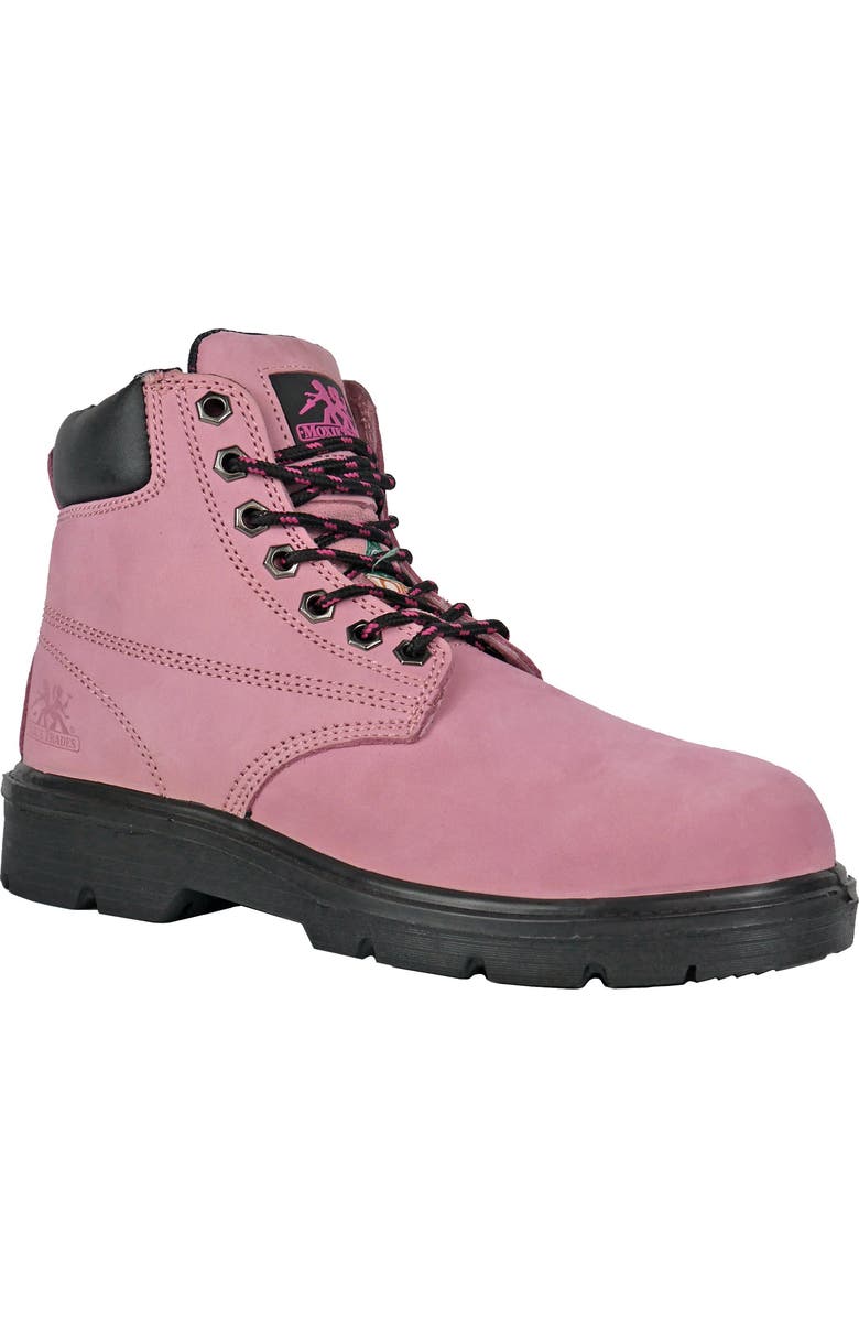 Moxie Trades Moxie Alice 6" Pink Steel Toe Work Boot, Main, color, Pink