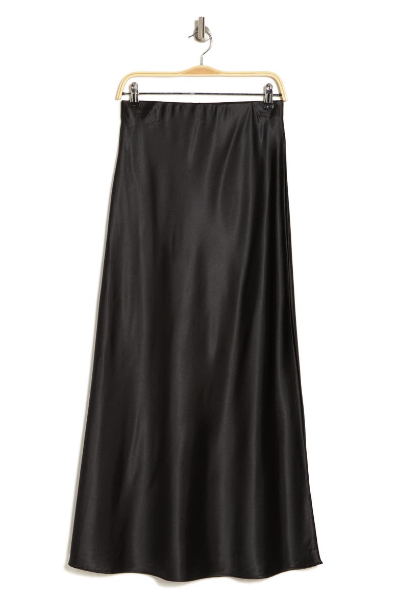 Satin A-Line Skirt, Alternate, color, BLACK