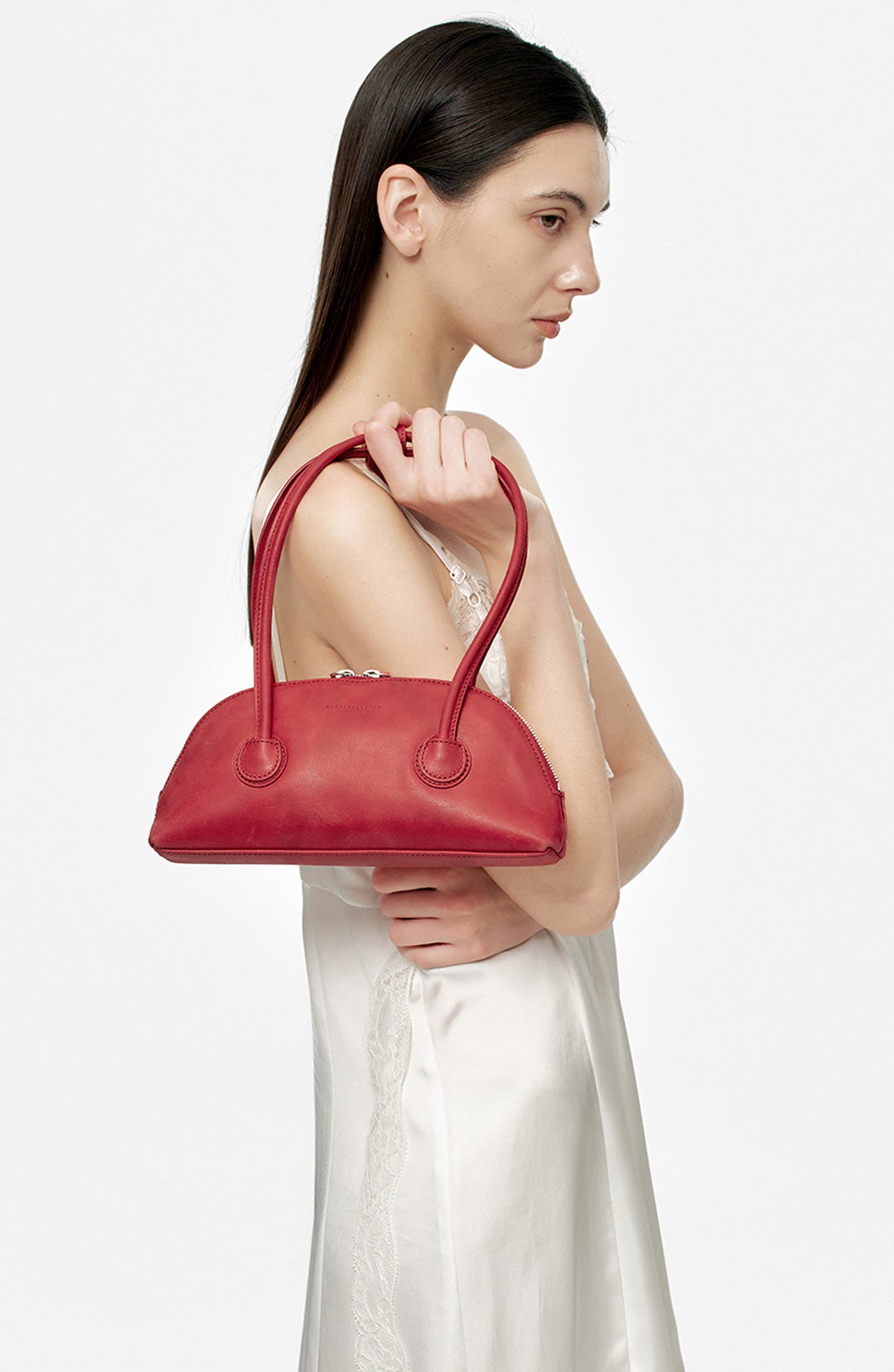 MARGESHERWOOD Bessette Leather Shoulder Bag, Alternate, color, Apple Red Pull-Up