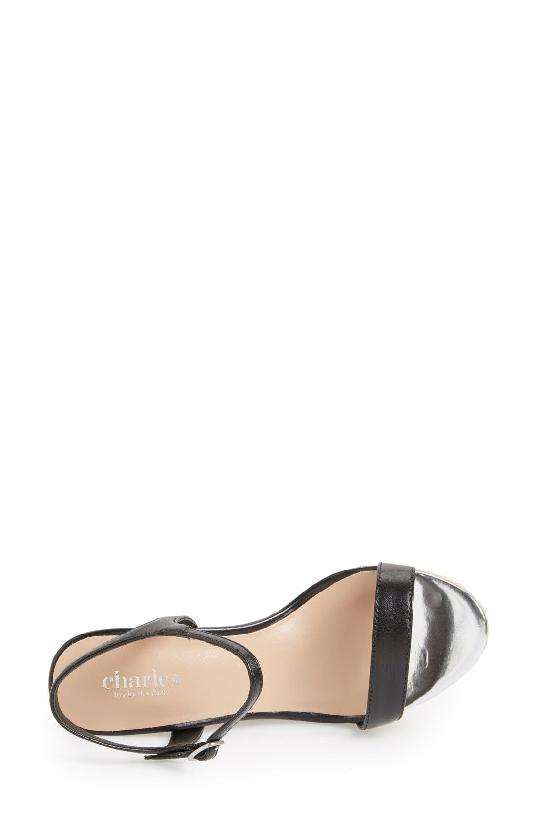 'Alabama' Espadrille Wedge Sandal, Alternate, color, BLACK LEATHER