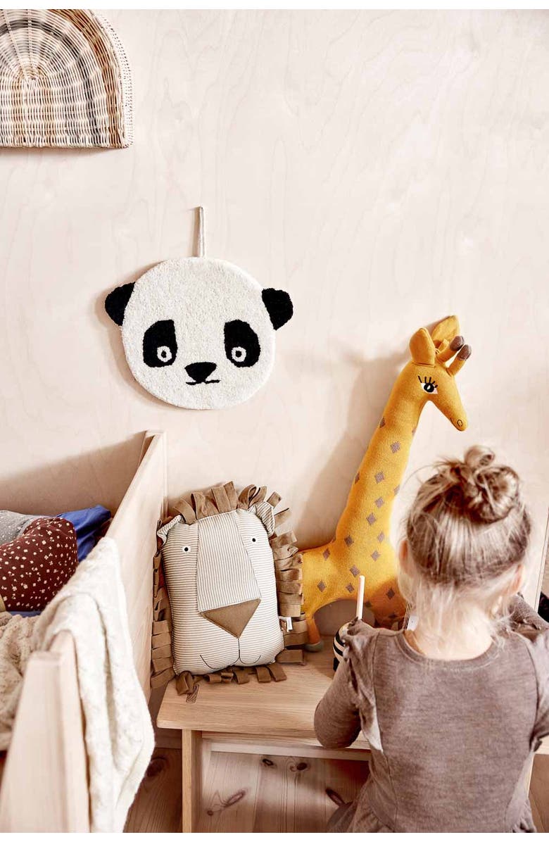 OYOY Panda Miniature Wallhanger, Alternate, color, White/Black