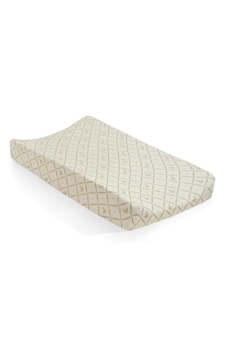 Oilo Print Organic Cotton Changing Pad Cover, Main, color, Goose/ Eggshell