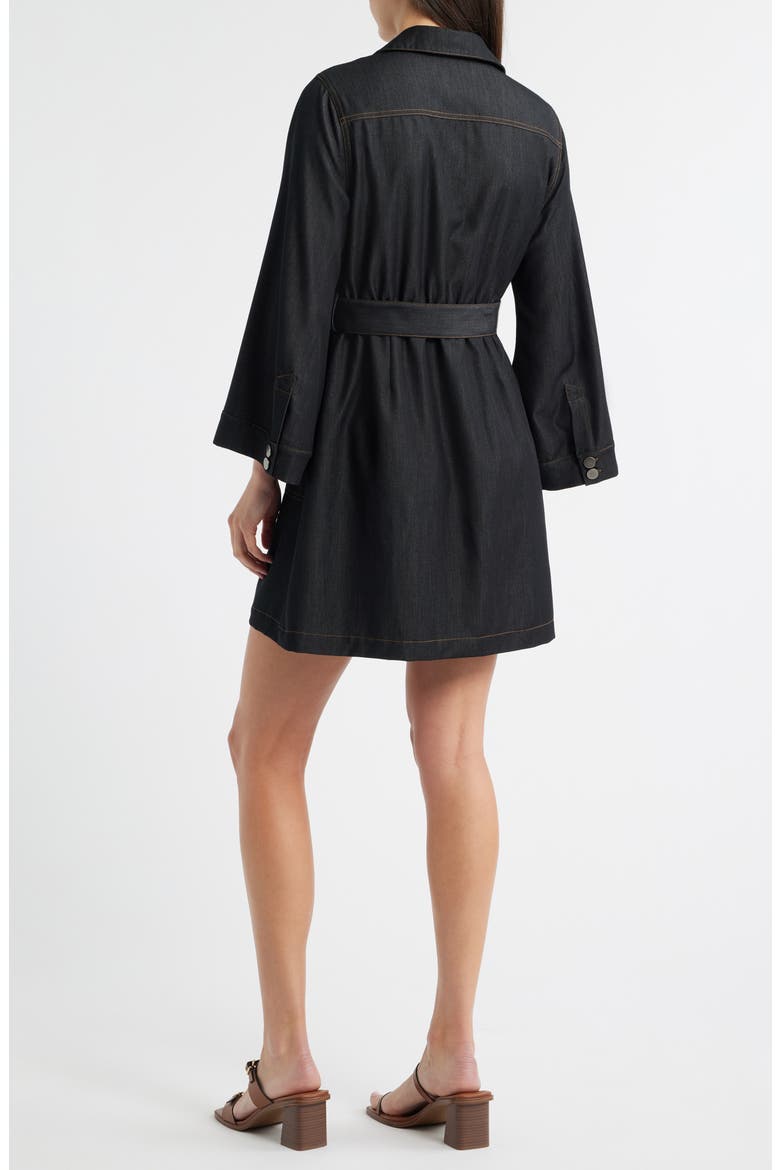 Franny Long Sleeve Denim Mini Shirtdress, Alternate, color, BLACK