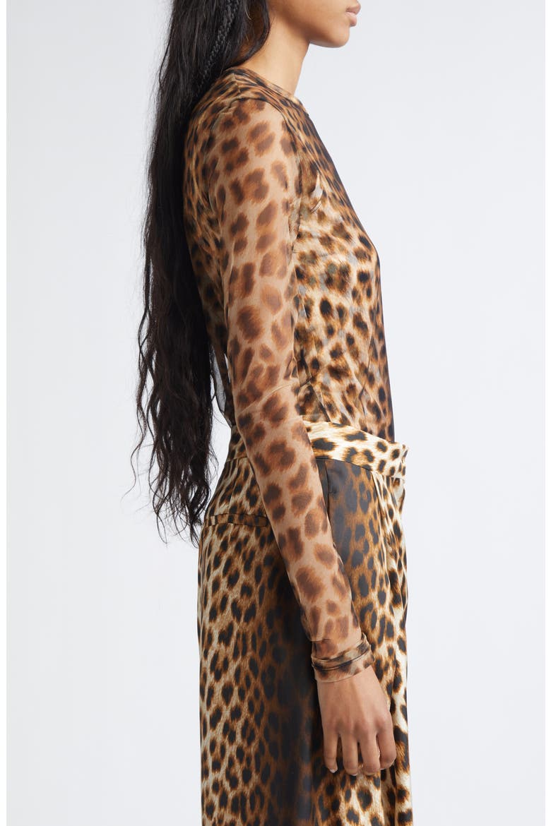Ebu Leopart Print Layered Mesh Top, Alternate, color, BEIGE SHADED